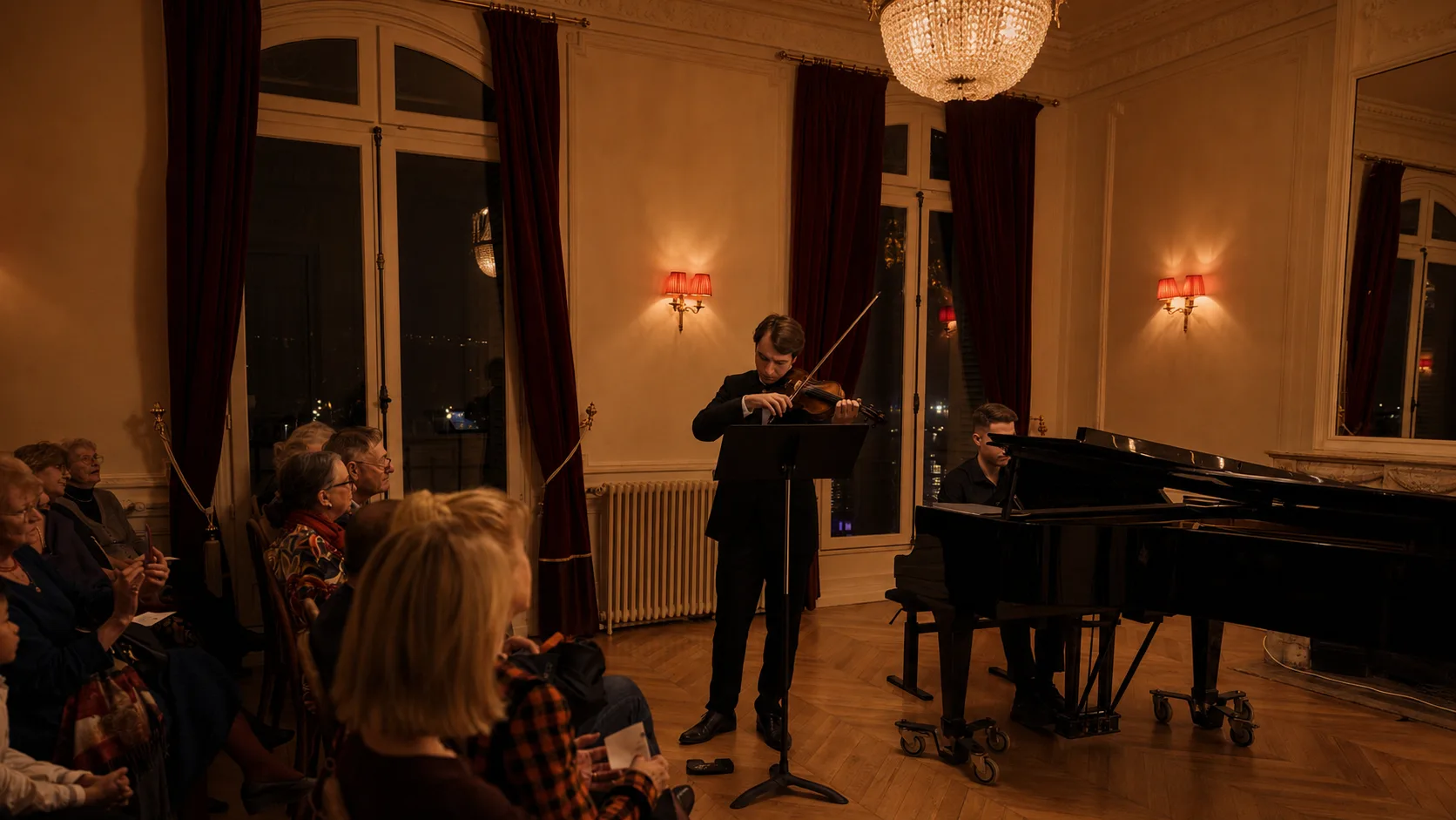 Concert de musique de chambre dans un salon de l'Institut