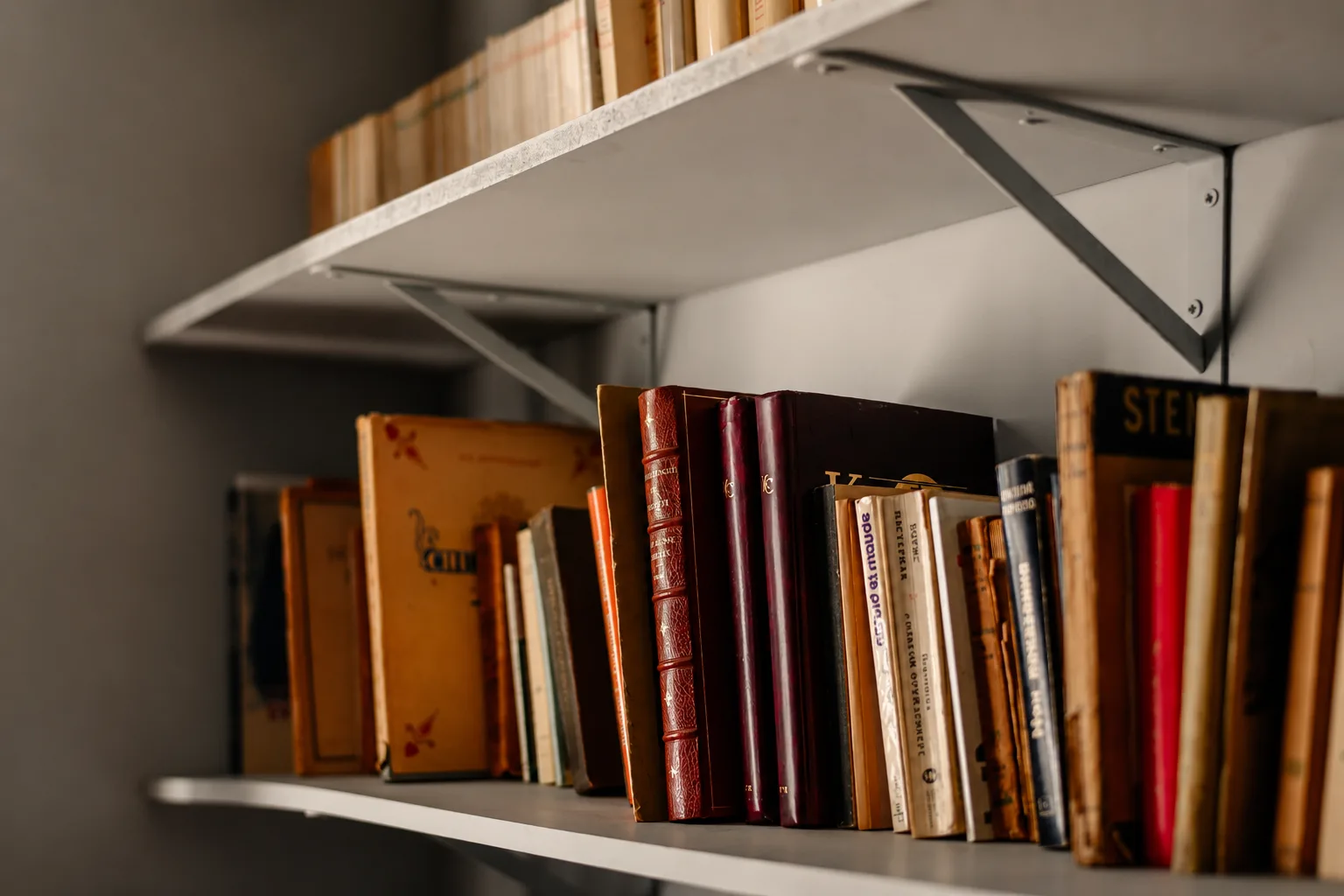 Rayonnage d'ouvrages et partitions anciennes du fonds de l'Institut Rachmaninoff
